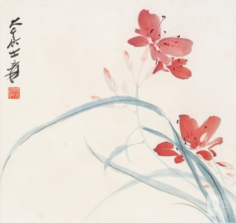 张大千（1899～1983）萱草图 - 图1
